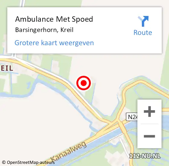 Locatie op kaart van de 112 melding: Ambulance Met Spoed Naar Barsingerhorn, Kreil op 22 augustus 2021 08:28