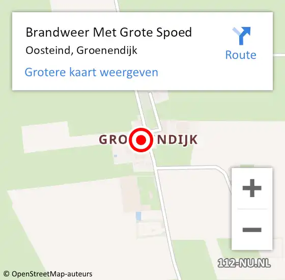 Locatie op kaart van de 112 melding: Brandweer Met Grote Spoed Naar Oosteind, Groenendijk op 22 augustus 2021 08:37