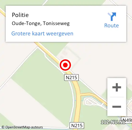 Locatie op kaart van de 112 melding: Politie Oude-Tonge, Tonisseweg op 22 augustus 2021 08:40