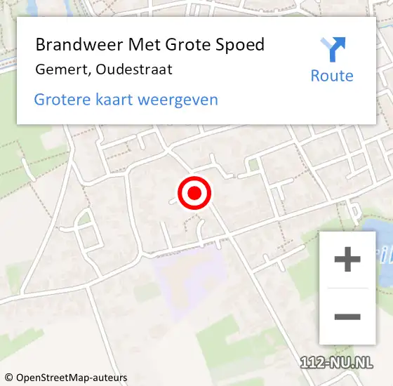 Locatie op kaart van de 112 melding: Brandweer Met Grote Spoed Naar Gemert, Oudestraat op 22 augustus 2021 09:18