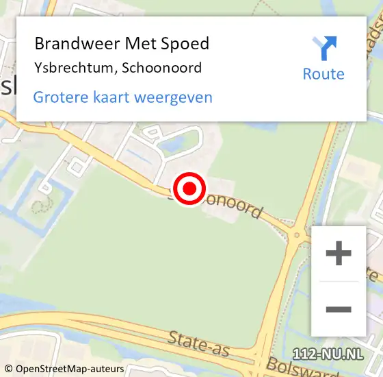 Locatie op kaart van de 112 melding: Brandweer Met Spoed Naar Ysbrechtum, Schoonoord op 22 augustus 2021 09:26