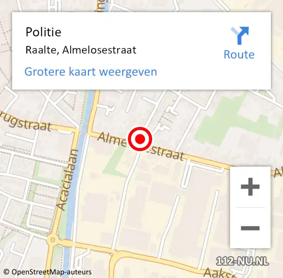 Locatie op kaart van de 112 melding: Politie Raalte, Almelosestraat op 22 augustus 2021 09:33