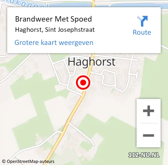 Locatie op kaart van de 112 melding: Brandweer Met Spoed Naar Haghorst, Sint Josephstraat op 22 augustus 2021 09:50
