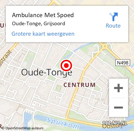 Locatie op kaart van de 112 melding: Ambulance Met Spoed Naar Oude-Tonge, Grijsoord op 22 augustus 2021 09:58