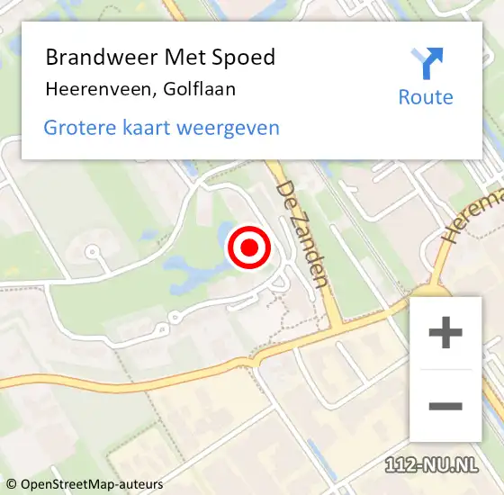 Locatie op kaart van de 112 melding: Brandweer Met Spoed Naar Heerenveen, Golflaan op 22 augustus 2021 10:03