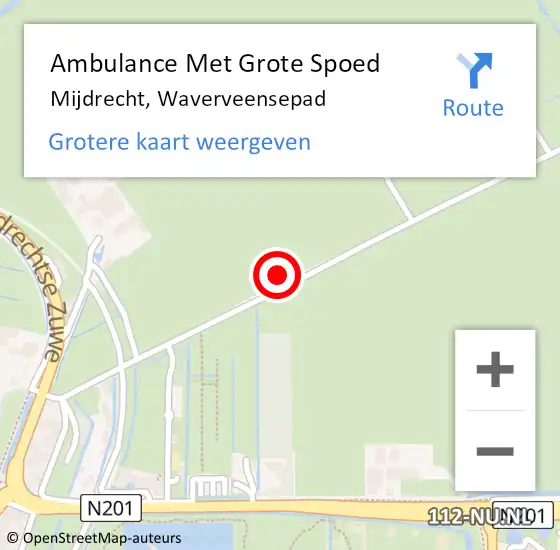 Locatie op kaart van de 112 melding: Ambulance Met Grote Spoed Naar Mijdrecht, Waverveensepad op 22 augustus 2021 10:18