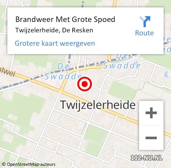 Locatie op kaart van de 112 melding: Brandweer Met Grote Spoed Naar Twijzelerheide, De Resken op 22 augustus 2021 10:23