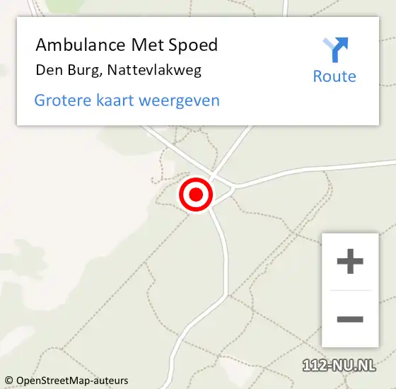 Locatie op kaart van de 112 melding: Ambulance Met Spoed Naar Den Burg, Nattevlakweg op 22 augustus 2021 10:39