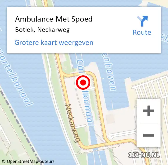 Locatie op kaart van de 112 melding: Ambulance Met Spoed Naar Botlek, Neckarweg op 22 augustus 2021 10:40