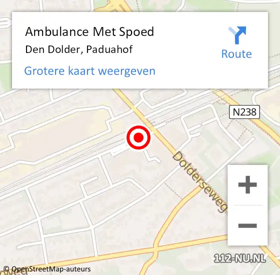 Locatie op kaart van de 112 melding: Ambulance Met Spoed Naar Den Dolder, Paduahof op 5 oktober 2013 17:18