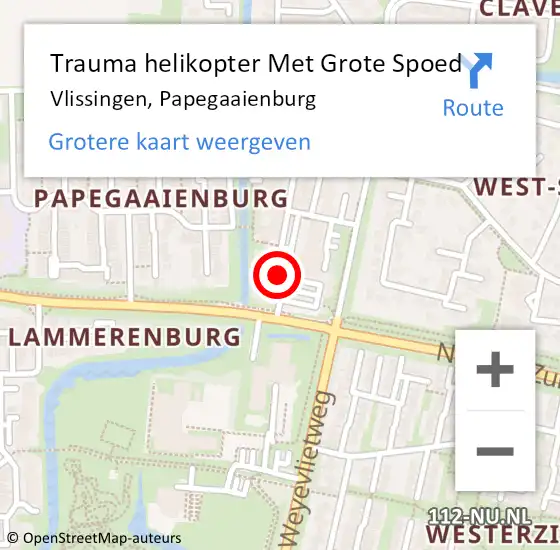 Locatie op kaart van de 112 melding: Trauma helikopter Met Grote Spoed Naar Vlissingen, Papegaaienburg op 22 augustus 2021 10:50