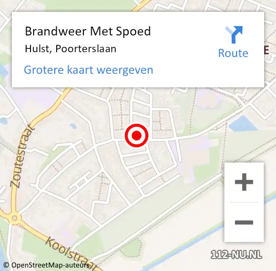Locatie op kaart van de 112 melding: Brandweer Met Spoed Naar Hulst, Poorterslaan op 22 augustus 2021 11:04