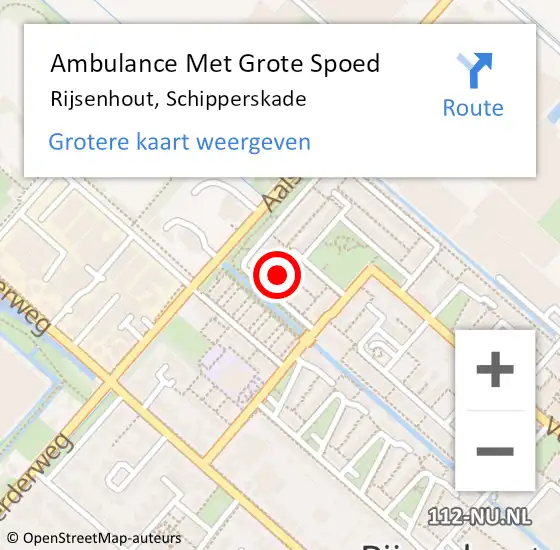 Locatie op kaart van de 112 melding: Ambulance Met Grote Spoed Naar Rijsenhout, Schipperskade op 22 augustus 2021 11:29