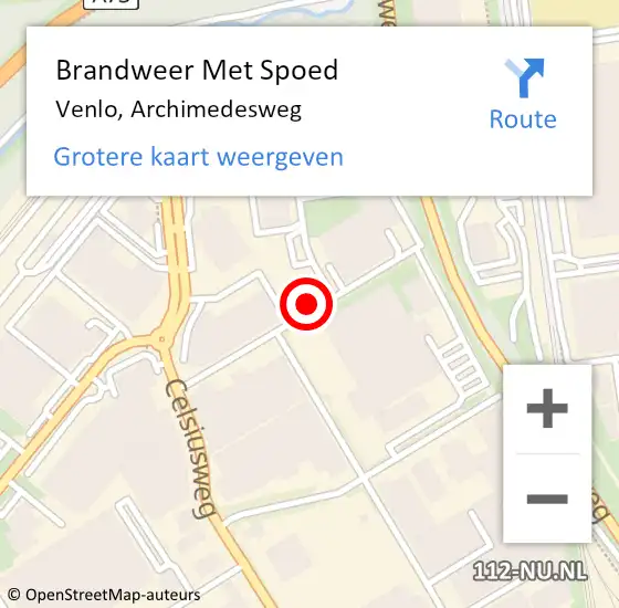 Locatie op kaart van de 112 melding: Brandweer Met Spoed Naar Venlo, Archimedesweg op 22 augustus 2021 11:39