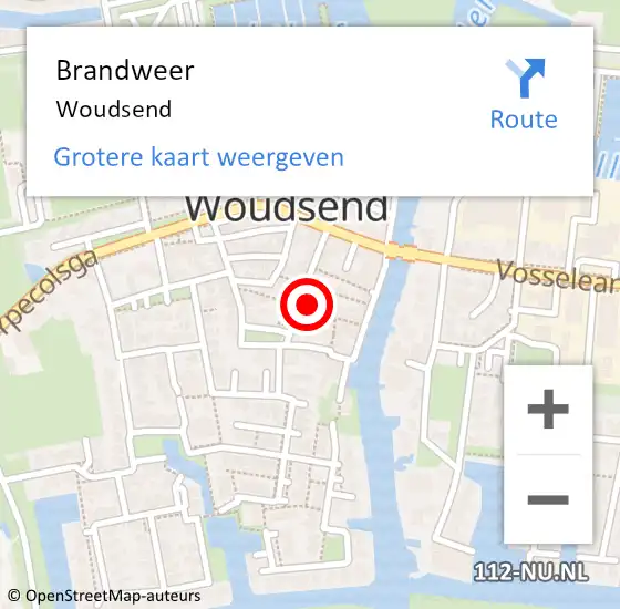 Locatie op kaart van de 112 melding: Brandweer Woudsend op 22 augustus 2021 11:48