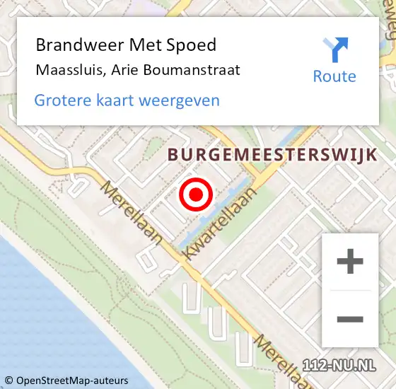 Locatie op kaart van de 112 melding: Brandweer Met Spoed Naar Maassluis, Arie Boumanstraat op 22 augustus 2021 11:55