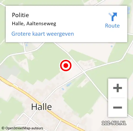 Locatie op kaart van de 112 melding: Politie Halle, Aaltenseweg op 22 augustus 2021 11:59