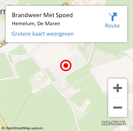 Locatie op kaart van de 112 melding: Brandweer Met Spoed Naar Hemelum, De Maren op 22 augustus 2021 12:03