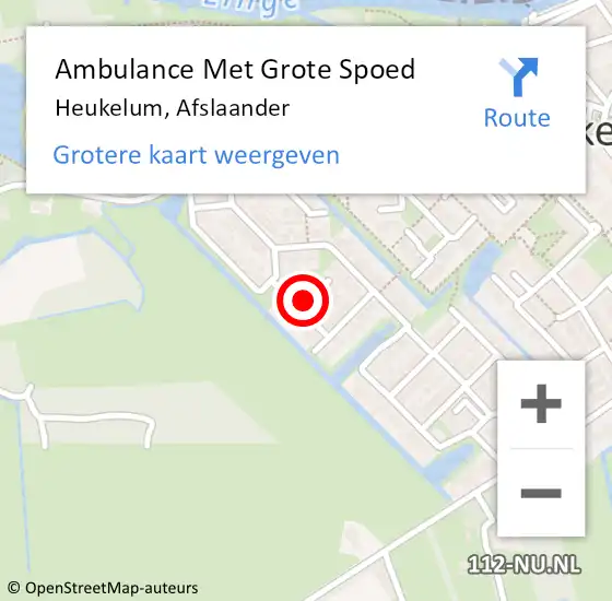 Locatie op kaart van de 112 melding: Ambulance Met Grote Spoed Naar Heukelum, Afslaander op 22 augustus 2021 12:16