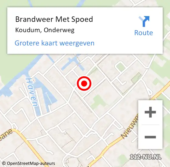 Locatie op kaart van de 112 melding: Brandweer Met Spoed Naar Koudum, Onderweg op 22 augustus 2021 12:22