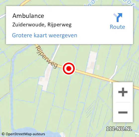 Locatie op kaart van de 112 melding: Ambulance Zuiderwoude, Rijperweg op 22 augustus 2021 12:32