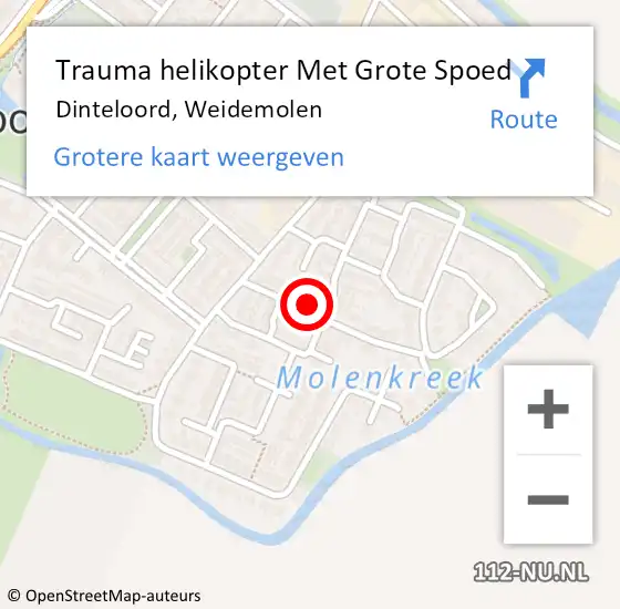 Locatie op kaart van de 112 melding: Trauma helikopter Met Grote Spoed Naar Dinteloord, Weidemolen op 22 augustus 2021 12:35