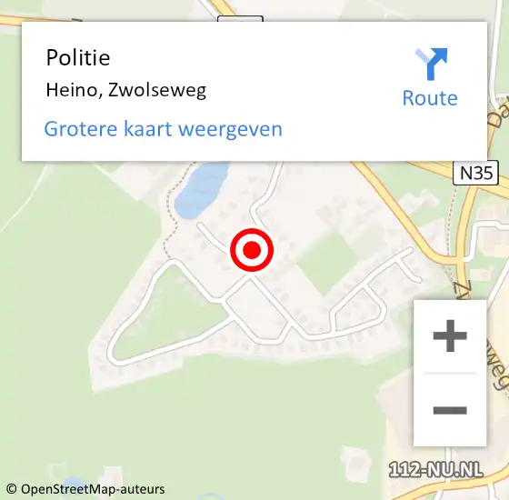 Locatie op kaart van de 112 melding: Politie Heino, Zwolseweg op 22 augustus 2021 12:36