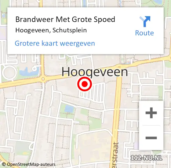Locatie op kaart van de 112 melding: Brandweer Met Grote Spoed Naar Hoogeveen, Schutsplein op 22 augustus 2021 12:36