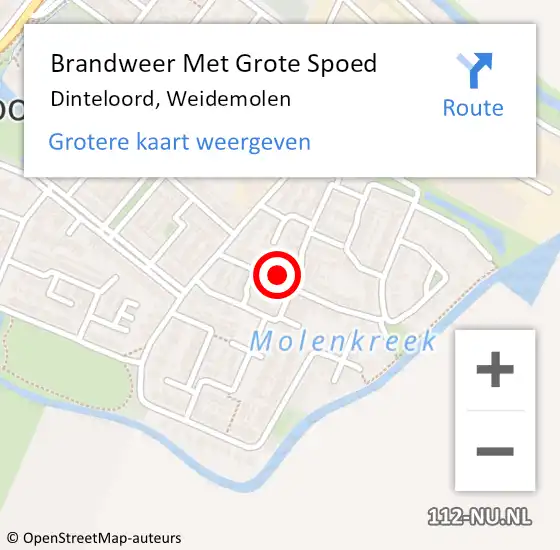 Locatie op kaart van de 112 melding: Brandweer Met Grote Spoed Naar Dinteloord, Weidemolen op 22 augustus 2021 12:38