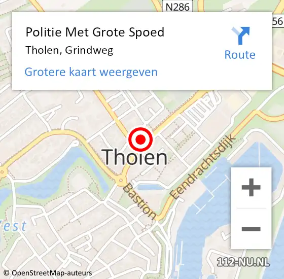 Locatie op kaart van de 112 melding: Politie Met Grote Spoed Naar Tholen, Grindweg op 22 augustus 2021 13:10