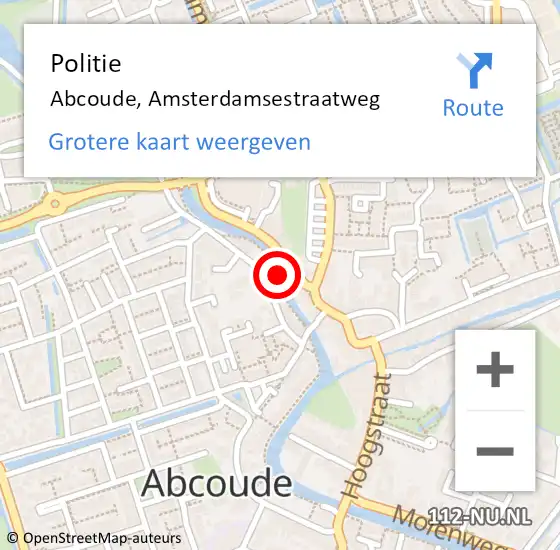 Locatie op kaart van de 112 melding: Politie Abcoude, Amsterdamsestraatweg op 22 augustus 2021 13:11