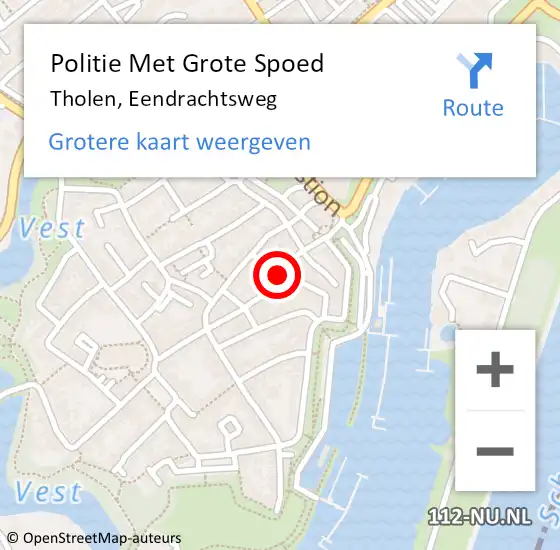 Locatie op kaart van de 112 melding: Politie Met Grote Spoed Naar Tholen, Eendrachtsweg op 22 augustus 2021 13:13