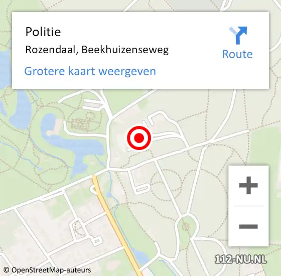 Locatie op kaart van de 112 melding: Politie Rozendaal, Beekhuizenseweg op 22 augustus 2021 13:15