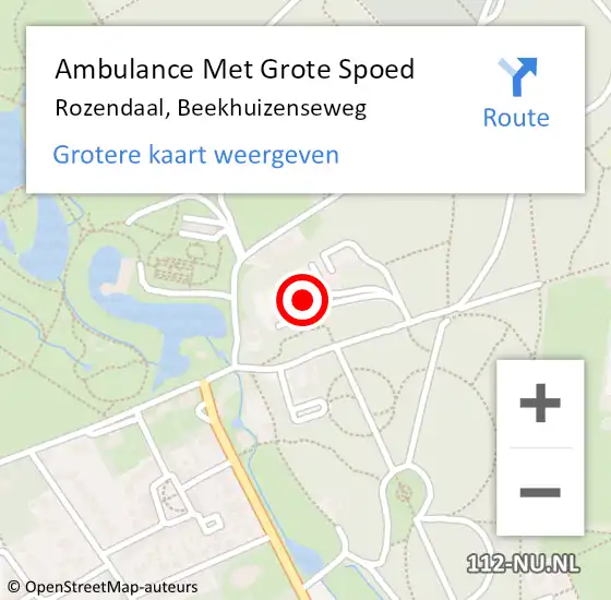 Locatie op kaart van de 112 melding: Ambulance Met Grote Spoed Naar Rozendaal, Beekhuizenseweg op 22 augustus 2021 13:16