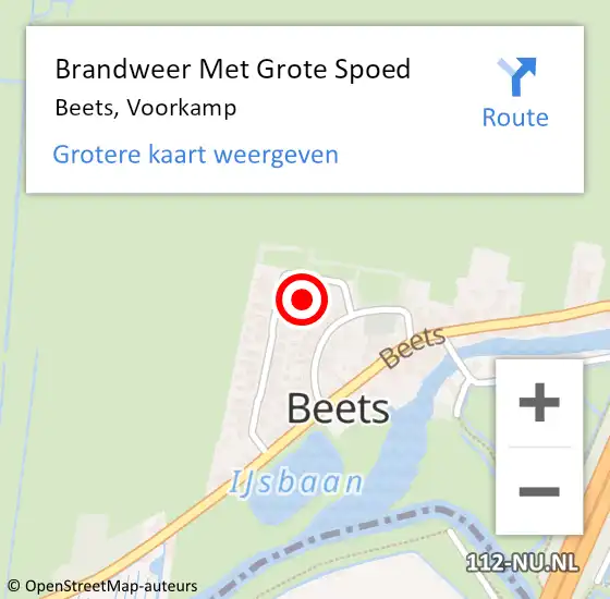 Locatie op kaart van de 112 melding: Brandweer Met Grote Spoed Naar Beets, Voorkamp op 22 augustus 2021 13:33