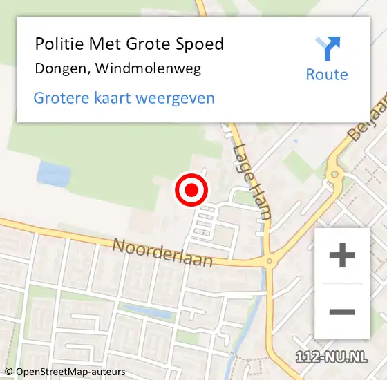 Locatie op kaart van de 112 melding: Politie Met Grote Spoed Naar Dongen, Windmolenweg op 22 augustus 2021 13:38