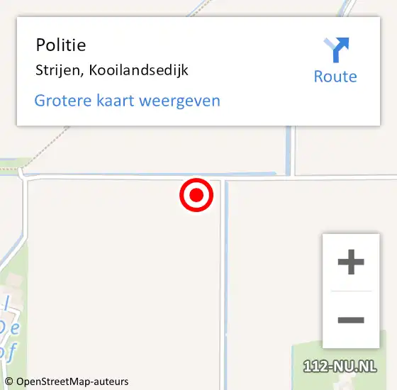 Locatie op kaart van de 112 melding: Politie Strijen, Kooilandsedijk op 22 augustus 2021 13:45