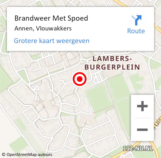 Locatie op kaart van de 112 melding: Brandweer Met Spoed Naar Annen, Vlouwakkers op 22 augustus 2021 13:50