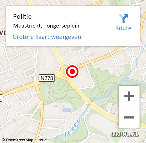 Locatie op kaart van de 112 melding: Politie Maastricht, Tongerseplein op 22 augustus 2021 13:52