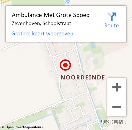 Locatie op kaart van de 112 melding: Ambulance Met Grote Spoed Naar Zevenhoven, Schoolstraat op 22 augustus 2021 13:58