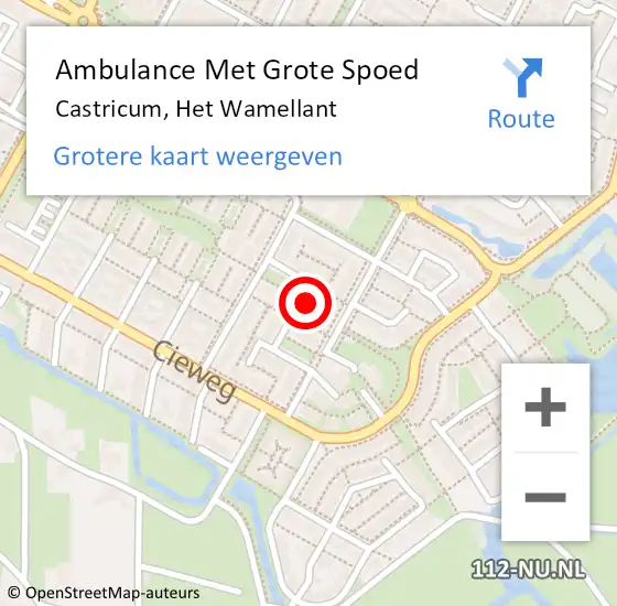 Locatie op kaart van de 112 melding: Ambulance Met Grote Spoed Naar Castricum, Het Wamellant op 22 augustus 2021 14:04