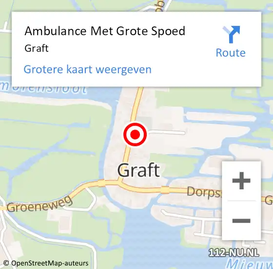 Locatie op kaart van de 112 melding: Ambulance Met Grote Spoed Naar Graft op 22 augustus 2021 14:53