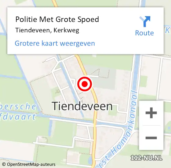 Locatie op kaart van de 112 melding: Politie Met Grote Spoed Naar Tiendeveen, Kerkweg op 22 augustus 2021 15:07