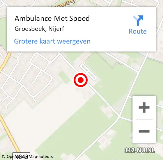 Locatie op kaart van de 112 melding: Ambulance Met Spoed Naar Groesbeek, Nijerf op 22 augustus 2021 15:12