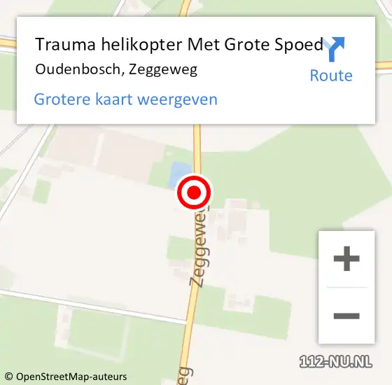Locatie op kaart van de 112 melding: Trauma helikopter Met Grote Spoed Naar Oudenbosch, Zeggeweg op 22 augustus 2021 15:28