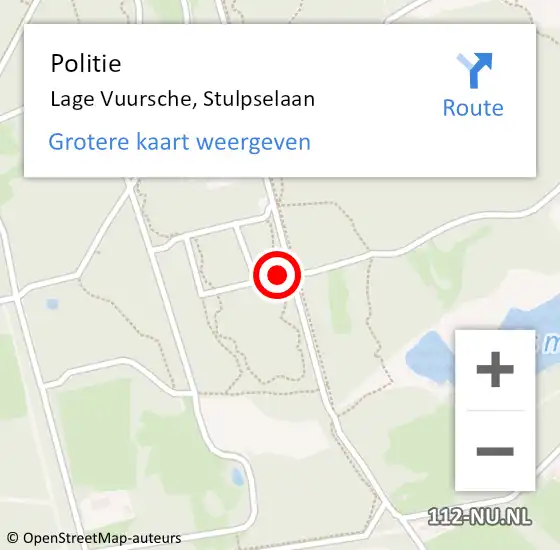 Locatie op kaart van de 112 melding: Politie Lage Vuursche, Stulpselaan op 22 augustus 2021 15:28