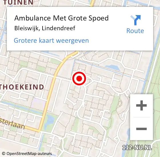 Locatie op kaart van de 112 melding: Ambulance Met Grote Spoed Naar Bleiswijk, Lindendreef op 22 augustus 2021 15:38