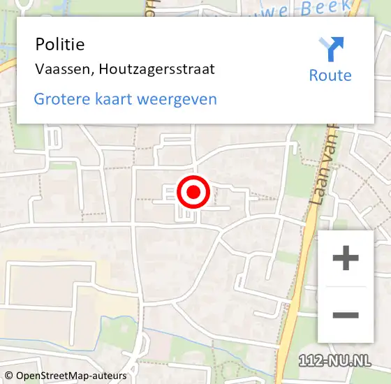 Locatie op kaart van de 112 melding: Politie Vaassen, Houtzagersstraat op 22 augustus 2021 15:39