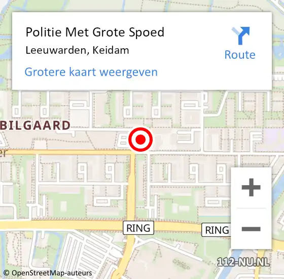 Locatie op kaart van de 112 melding: Politie Met Grote Spoed Naar Leeuwarden, Keidam op 22 augustus 2021 15:45