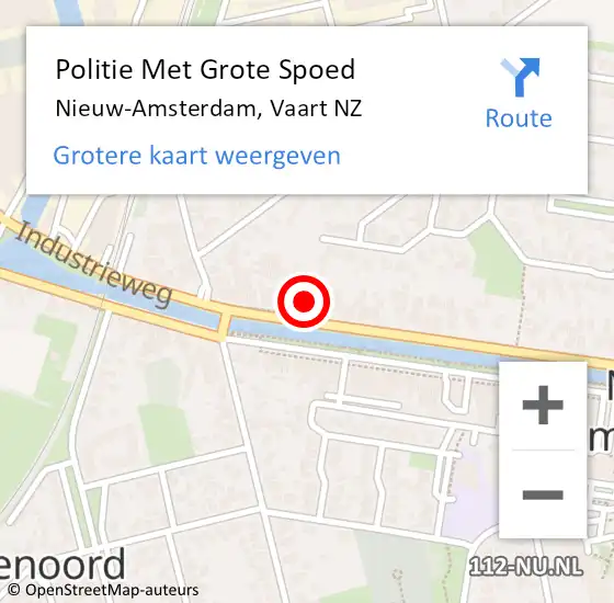 Locatie op kaart van de 112 melding: Politie Met Grote Spoed Naar Nieuw-Amsterdam, Vaart NZ op 22 augustus 2021 16:06